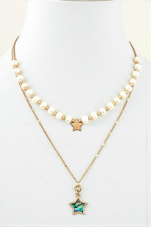 STAR LAYERED PEARL NECKLACE
