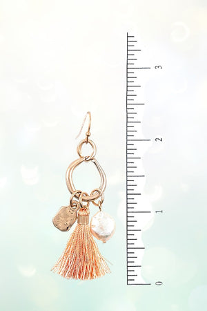 FRESHWATER PEARL TASSEL DROP RING DANGLE EARRING