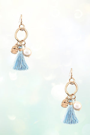 FRESHWATER PEARL TASSEL DROP RING DANGLE EARRING