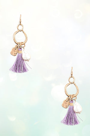 FRESHWATER PEARL TASSEL DROP RING DANGLE EARRING