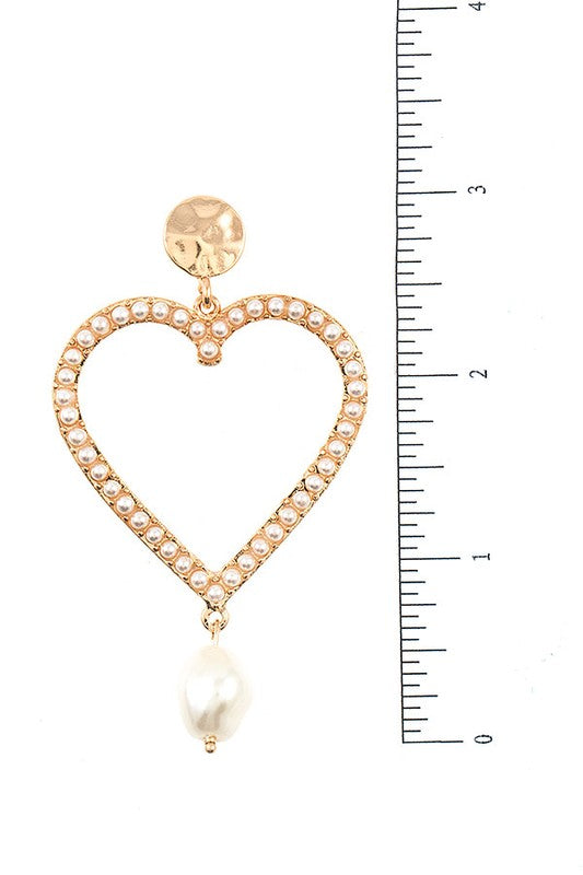 Heart Pearl Drop Earring