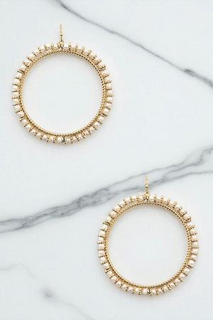 Pearl Bead Round Hoop Dangle Earring