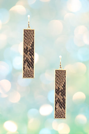 SNAKE PRINT BAR DROP EARRING