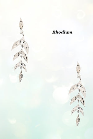 HAMMERED LINK LEAF DROP EARRING