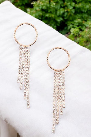 RHINESTONE PAVE FRINGE DROP EARRING