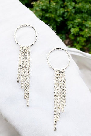 RHINESTONE PAVE FRINGE DROP EARRING