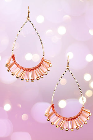 CONE BEADED TEARDROP DANGLE EARRING