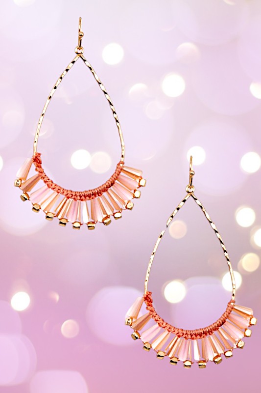 CONE BEADED TEARDROP DANGLE EARRING