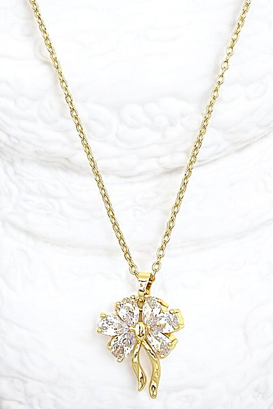 Floral Cubic Zirconia Pendant Necklace