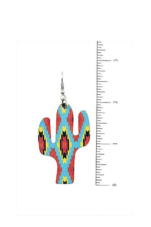 TRIBAL PATTERN CACTUS DROP EARRING