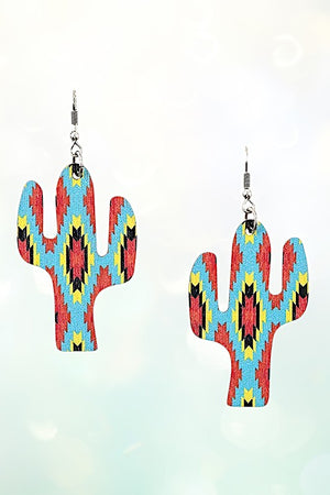 TRIBAL PATTERN CACTUS DROP EARRING