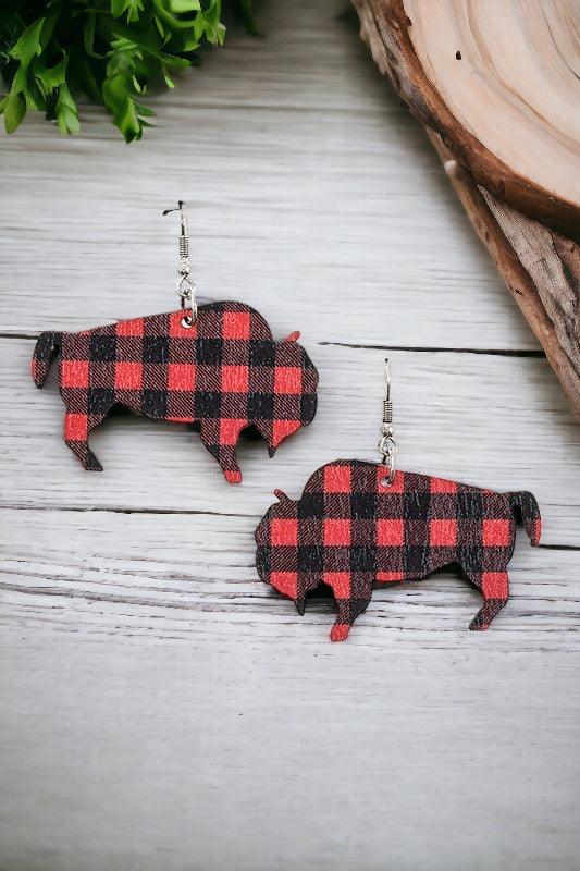 Plaid Pattern Ox Dangle Earring