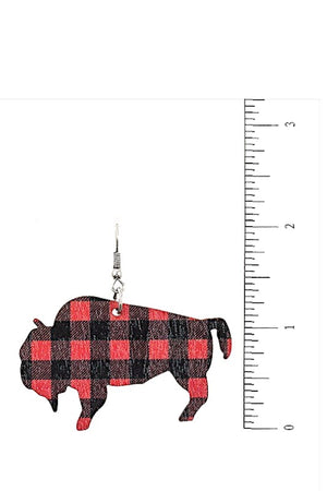 PLAID PATTERN OX DANGLE EARRING