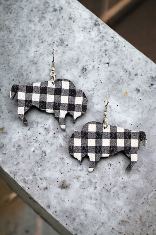 Plaid Pattern Ox Dangle Earring