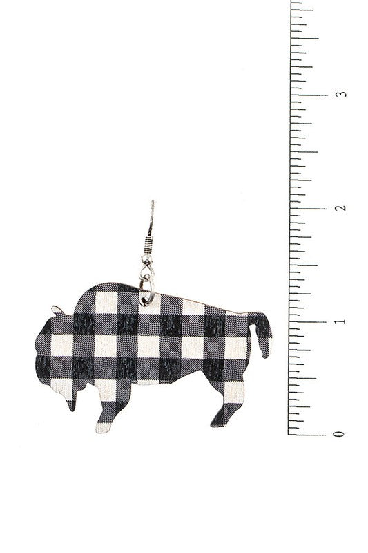 Plaid Pattern Ox Dangle Earring