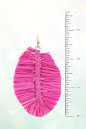 RAFFIA FOLDED LEAF DROP EARRING