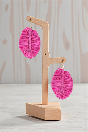 RAFFIA FOLDED LEAF DROP EARRING