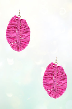 RAFFIA FOLDED LEAF DROP EARRING