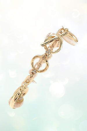 MULTI SHELL CHARM CHAIN BRACELET