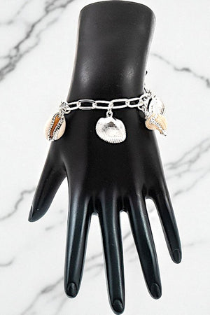 MULTI SHELL CHARM CHAIN BRACELET