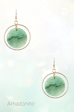 DOUBLE CIRCLE LINK GEM DANGLE EARRING