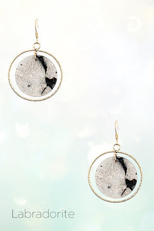 DOUBLE CIRCLE LINK GEM DANGLE EARRING