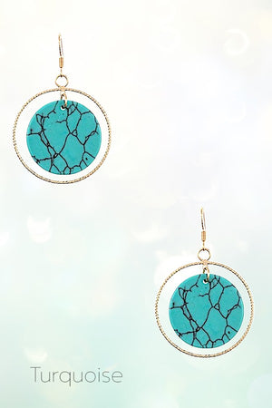 DOUBLE CIRCLE LINK GEM DANGLE EARRING