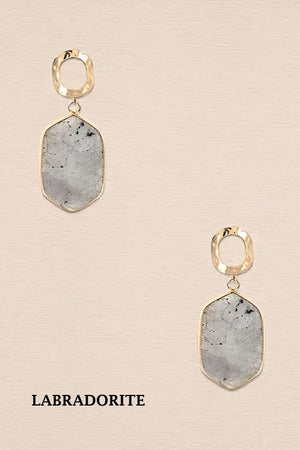 FACETED STONE DROP RING POST EARRING?