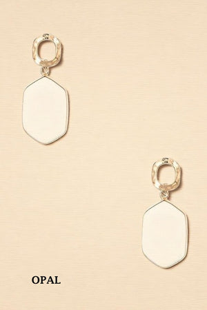 FACETED STONE DROP RING POST EARRING?