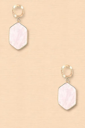 FACETED STONE DROP RING POST EARRING?