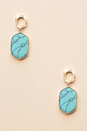 FACETED STONE DROP RING POST EARRING?