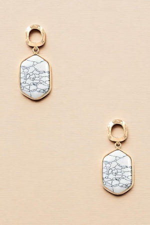 FACETED STONE DROP RING POST EARRING?