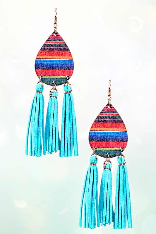 MULTI LINE TEARDROP TASSEL DANGLE EARRING