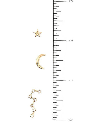 MOON AND STAR CONSTELLATION POST EARRING SET