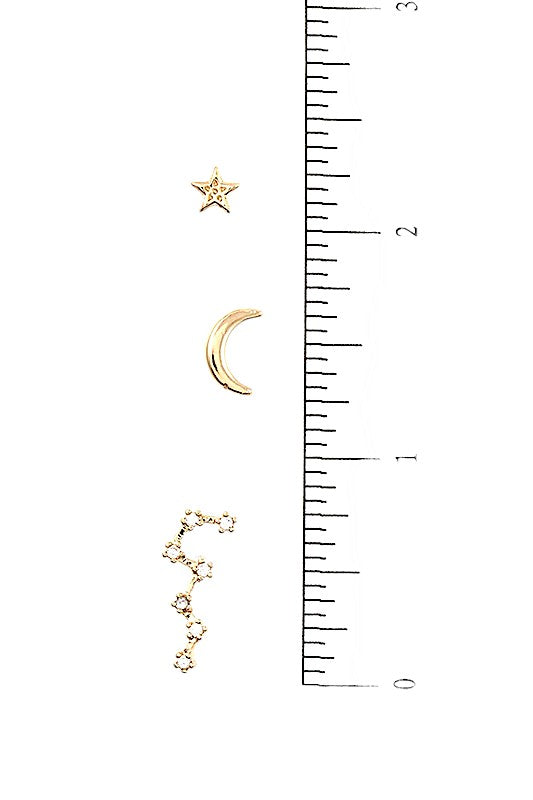 MOON AND STAR CONSTELLATION POST EARRING SET