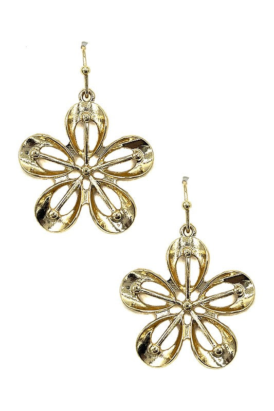 Metal Floral Dangle Earring