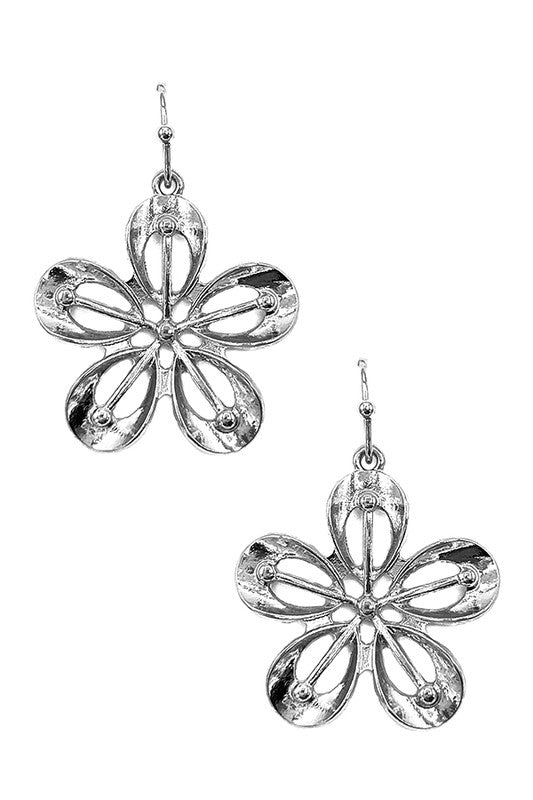 Metal Floral Dangle Earring