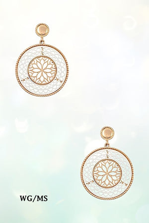 ROUND FLORAL CUT OUT DANGLE EARRING