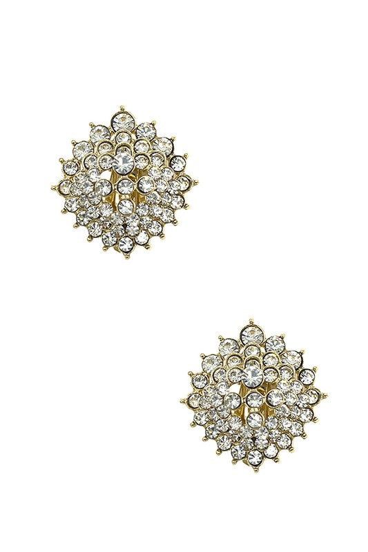 Pave Rhinestone Clip On Earring
