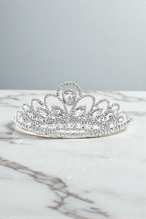 MARQUISE CUT RHINESTONE GEM PAVE TIARA WITH TIP COMBS