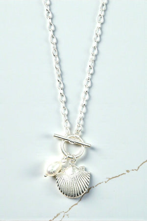 FRESHWATER PEARL SHELL PENDANT CHAIN NECKLACE