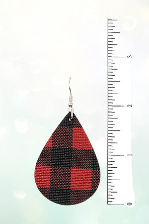 CHECKERED PRINT TEARDROP EARRING