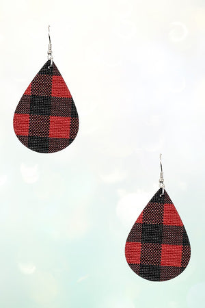 CHECKERED PRINT TEARDROP EARRING