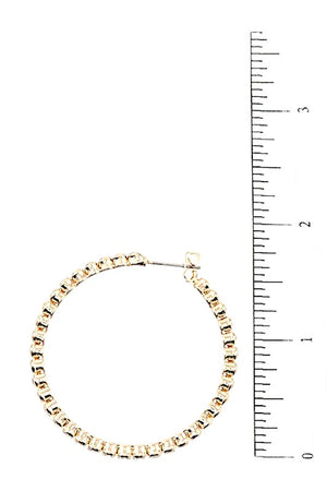 ROUND CRYSTAL GEM PAVE HOOP EARRING