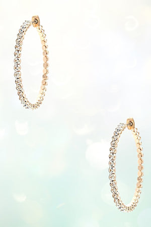 ROUND CRYSTAL GEM PAVE HOOP EARRING