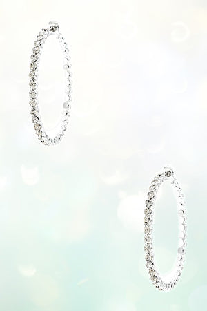 ROUND CRYSTAL GEM PAVE HOOP EARRING