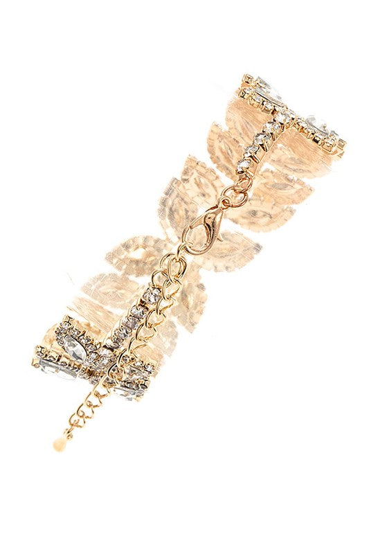 Leaf Crystal Chain Link Bracelet