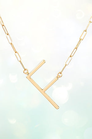 LARGE INITIAL F PENDANT NECKLACE