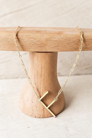 LARGE INITIAL F PENDANT NECKLACE