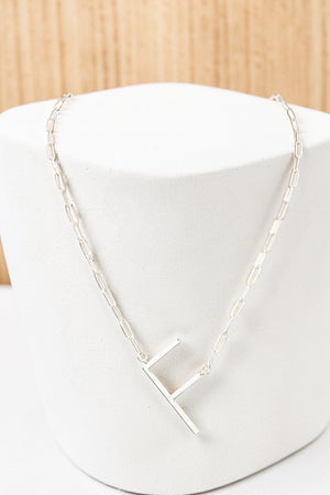 LARGE INITIAL F PENDANT NECKLACE